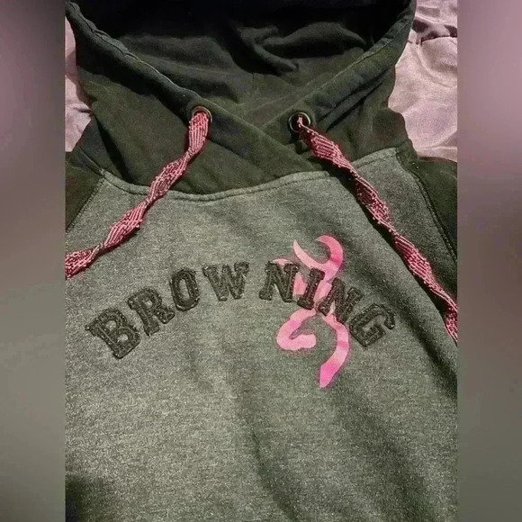 Girls Browning hoodie size medium black, grey, pink - Picture 2 of 5